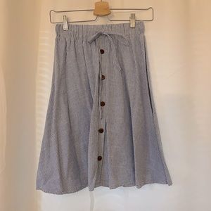 Striped Midi Length Skirt